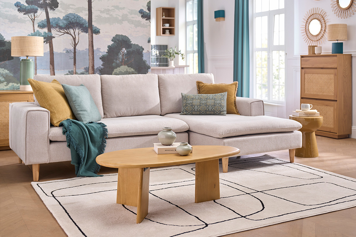 Tavolino da salotto di design in legno massello di mango L100 cm WONKA