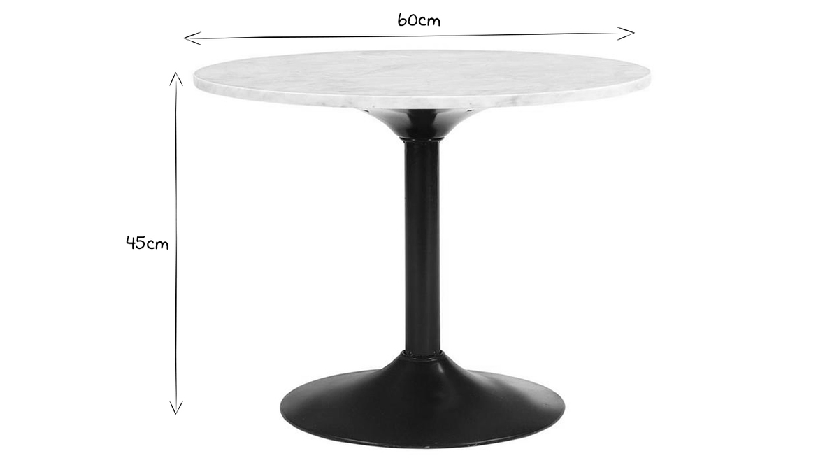 Tavolino da salotto in marmo e metallo nero D60 cm COPEN