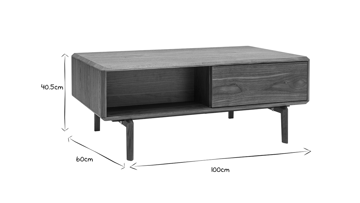 Tavolino da salotto noce con ripiani L100 cm SUVA