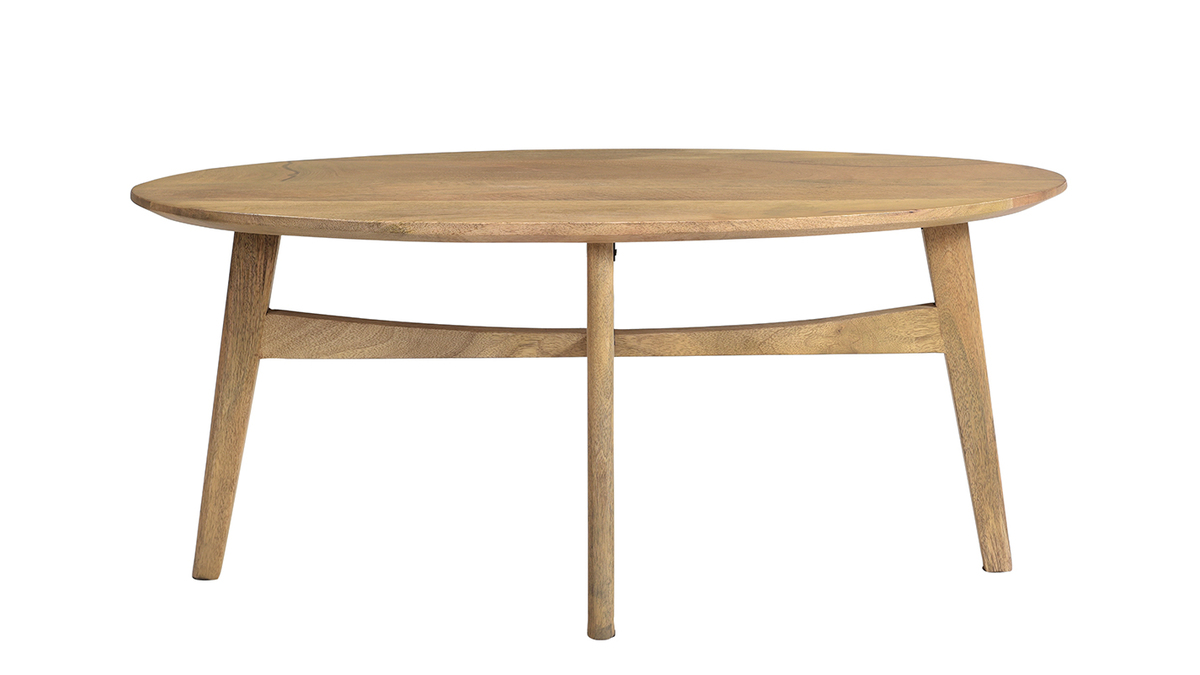 Tavolino da salotto ovale in massello di mango chiaro L100 cm PALEY -  Miliboo