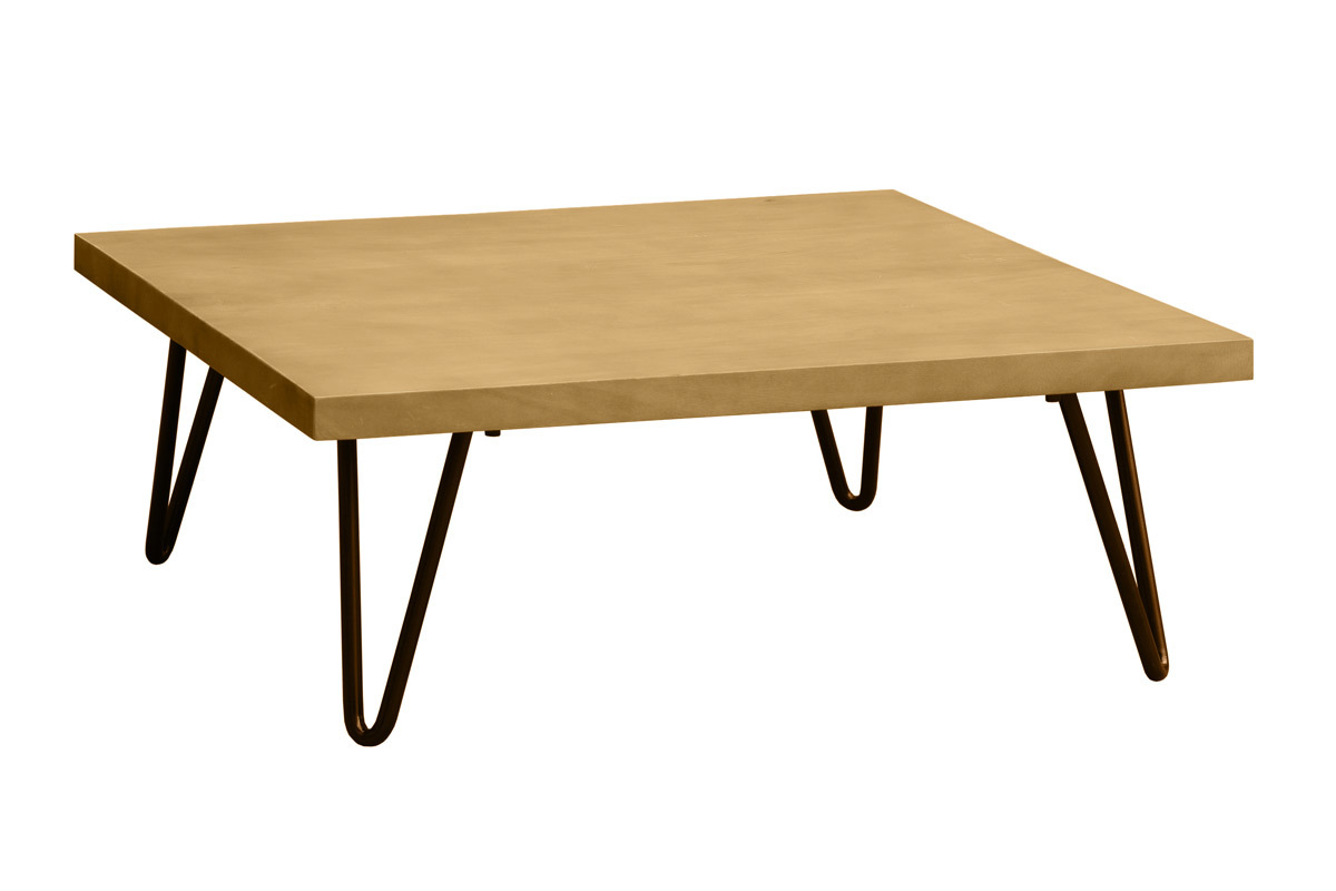 Tavolino da salotto quadrato in massello di mango e metallo nero L80 cm VIBES