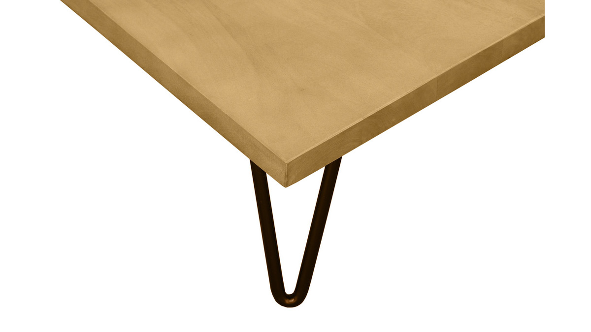 Tavolino da salotto quadrato in massello di mango e metallo nero L80 cm VIBES