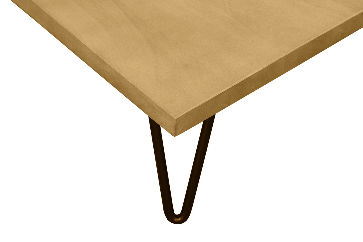 Tavolino da salotto quadrato in massello di mango e metallo nero L80 cm VIBES