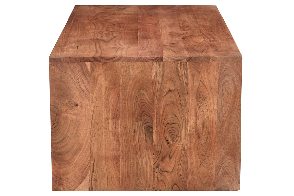 Tavolino da salotto rettangolare con vano portaoggetti in legno massello L100 cm BOHEMIAN
