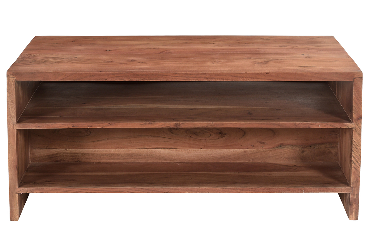 Tavolino da salotto rettangolare con vano portaoggetti in legno massello L100 cm BOHEMIAN