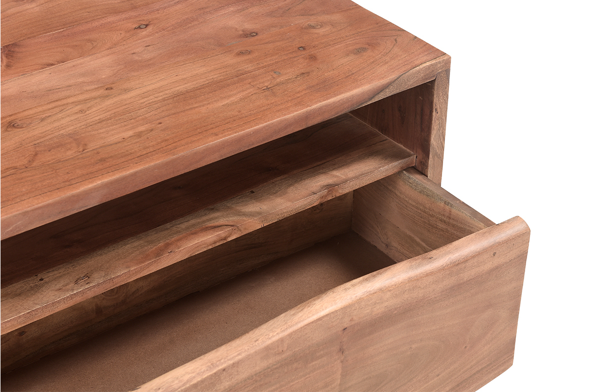 Tavolino da salotto rettangolare con vano portaoggetti in legno massello L100 cm BOHEMIAN