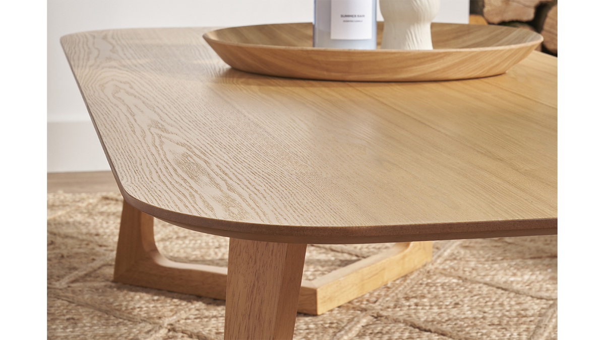 Tavolino da salotto rettangolare scandinavo legno chiaro L150 cm JUKE