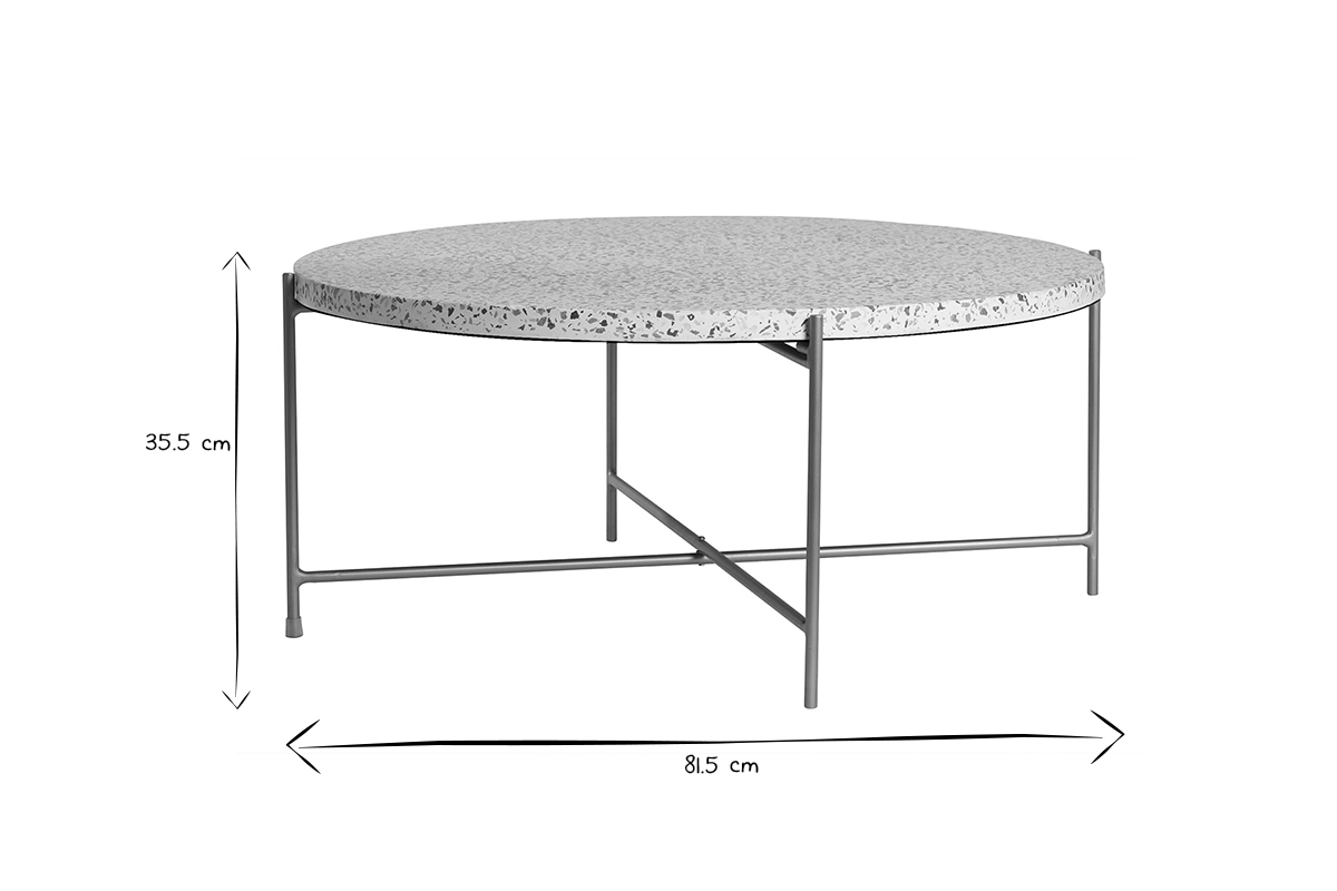 Tavolino da salotto rotondo design in terrazzo e metallo dorato D81 cm MEZZO
