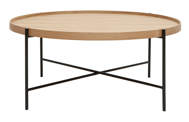 Tavolino Da Caffè Rotondo Con Vassoio Estraibile - Moderno, Nero, Per Salotto - Foto 10