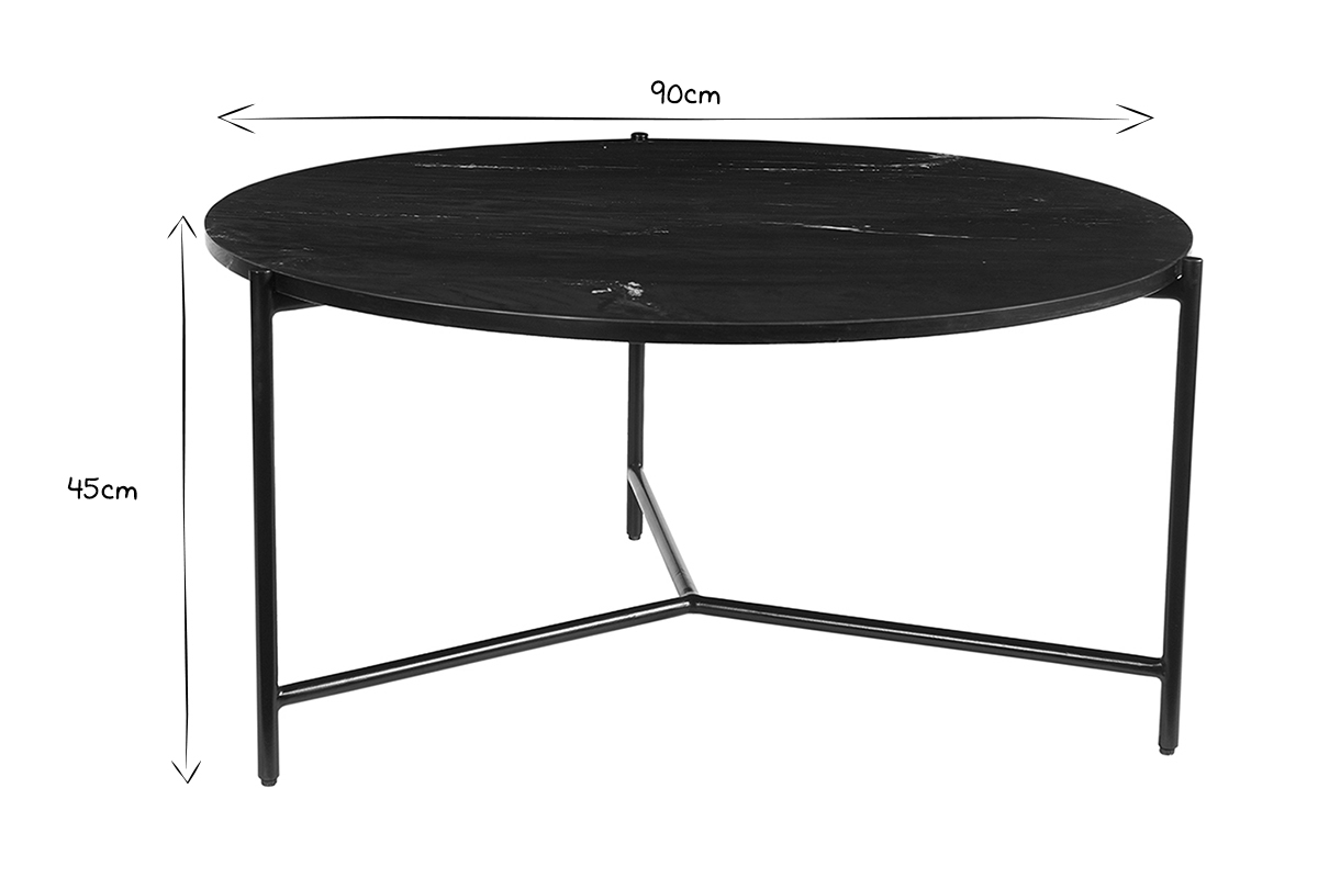Tavolino da salotto rotondo in marmo nero D90 cm BUMCELLO
