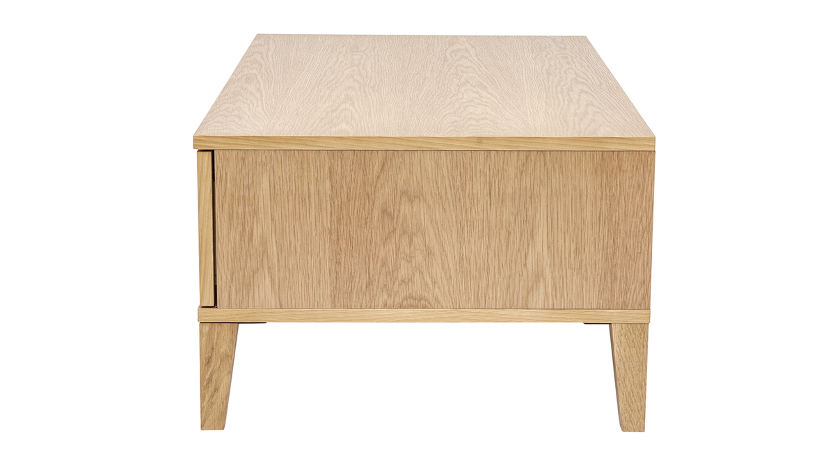 Tavolino da salotto scandinavo con vano in legno chiaro L100 cm FREDDY