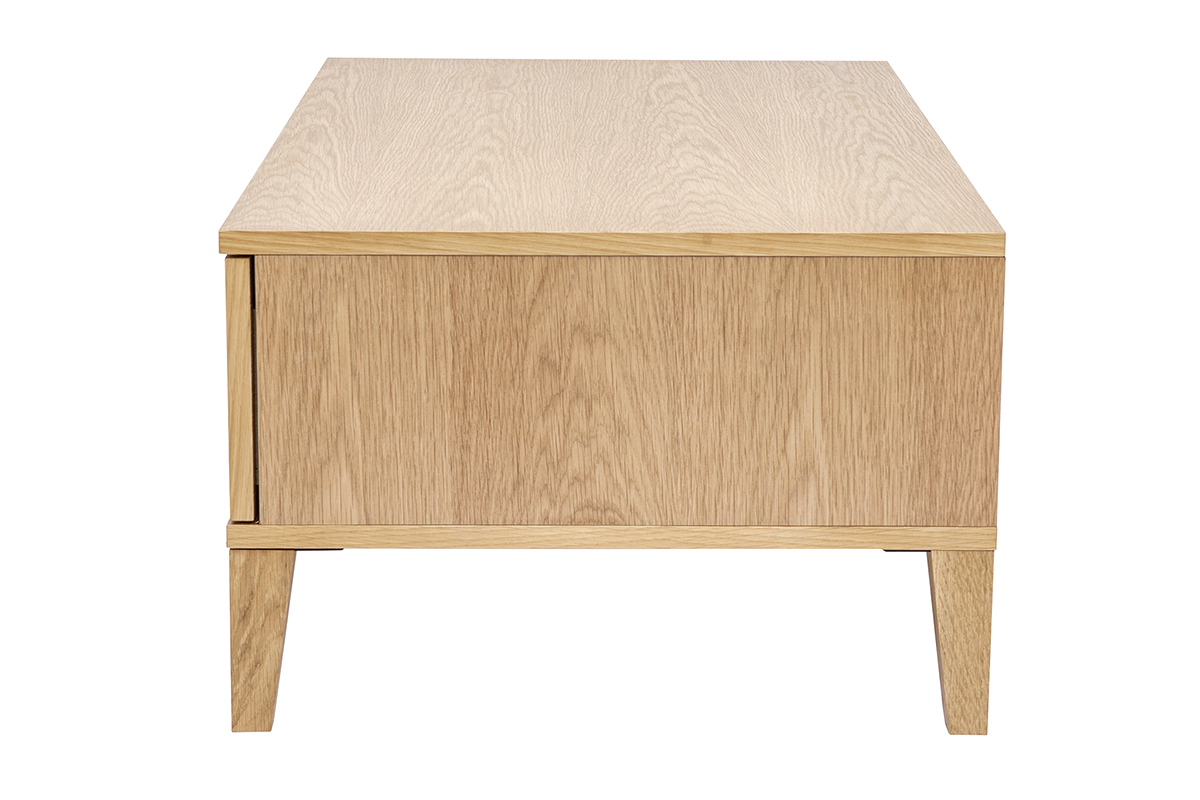 Tavolino da salotto scandinavo con vano in legno chiaro L100 cm FREDDY
