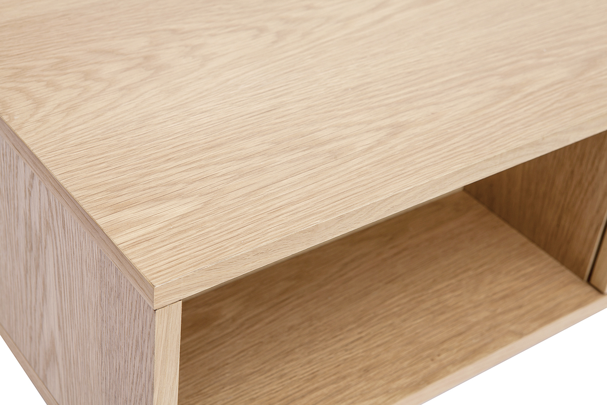 Tavolino da salotto scandinavo con vano in legno chiaro L100 cm FREDDY