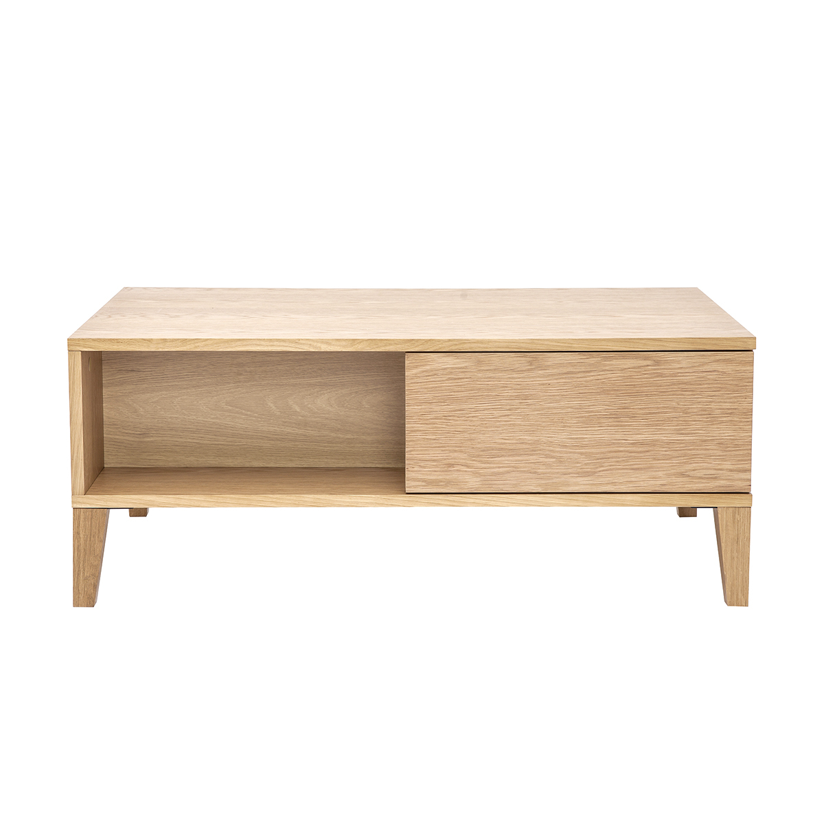 Tavolino da salotto scandinavo con vano in legno chiaro L100 cm FREDDY
