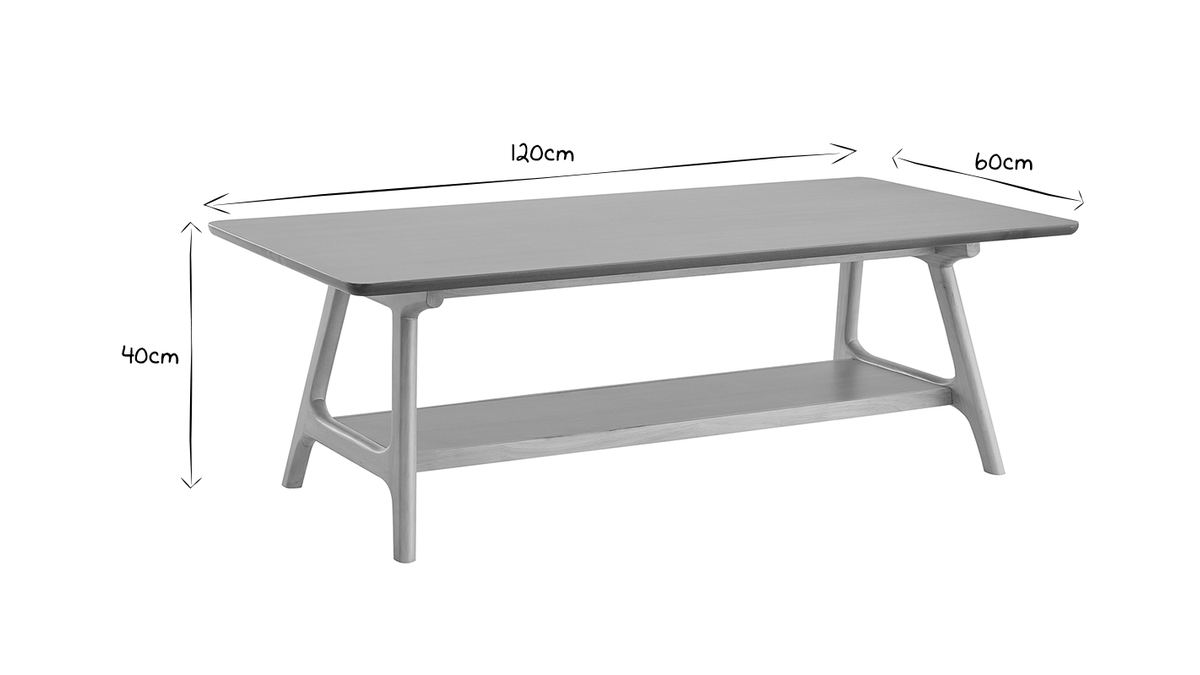 Tavolino da salotto scandinavo rettangolare finitura rovere L120 BAKAR