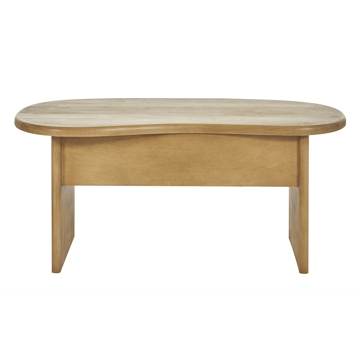 Tavolino da salotto sollevabile design forma fagiolo con vano contenitore in legno massello di mango L95 cm KOKOA