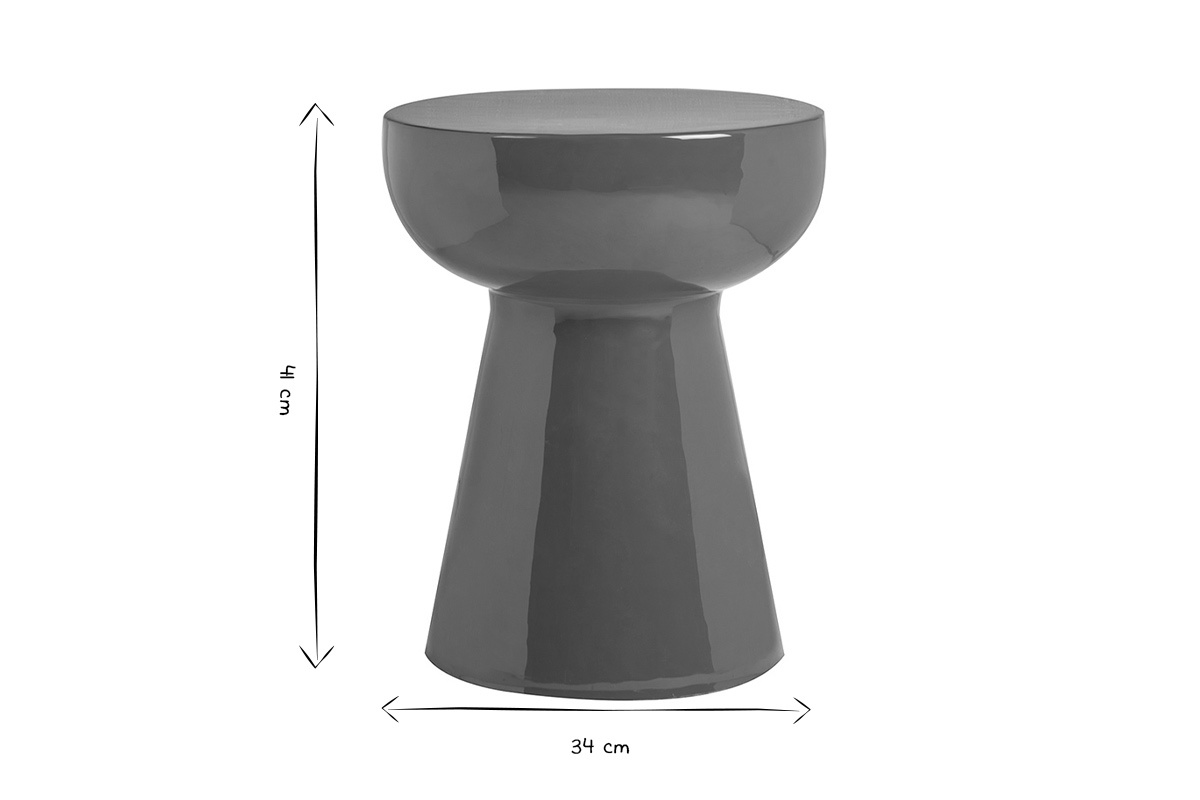 Dimensioni del tavolo rotondo MOGOU in metallo smaltato bronzo D34 H41 cm, in nero e bianco.