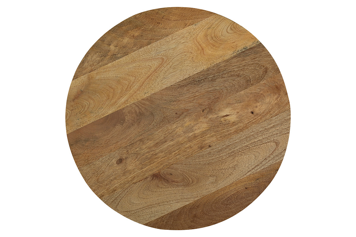 Vassoio tondo in legno massello di mango del tavolino VERONA, vista dall'alto.