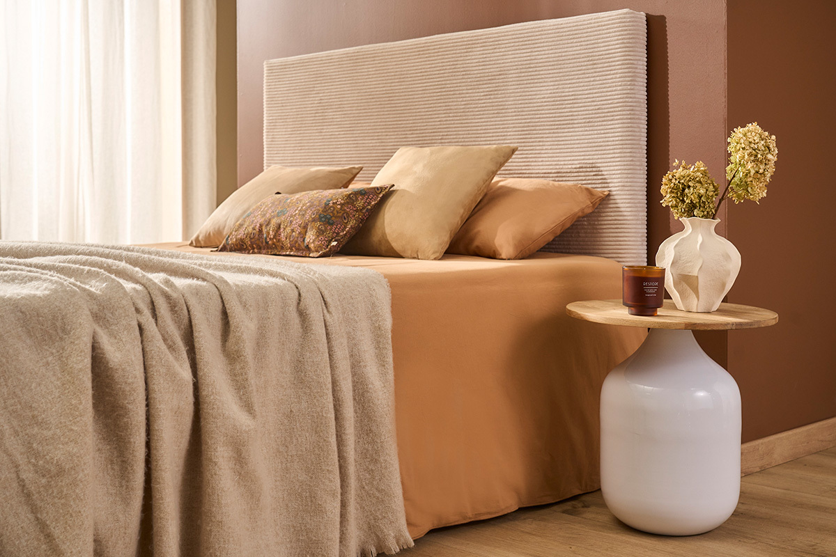 Tavolino d'ausilio rotondo design bianco e legno di mango massiccio H49 cm VERONA