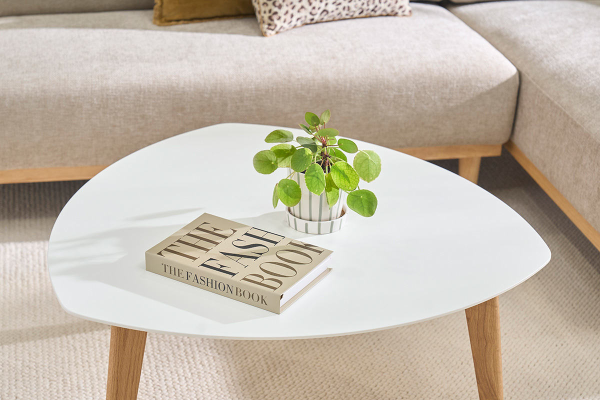 Tavolino design bianco L80 cm EKKA