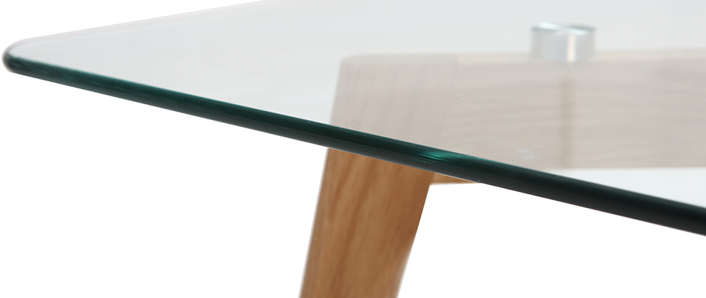 Tavolino design contemporaneo in vetro e quercia DAVOS