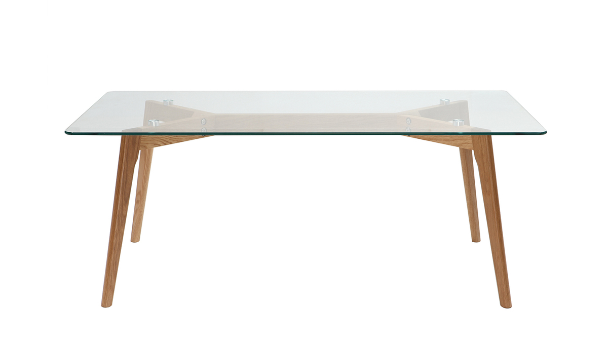 Tavolino design contemporaneo in vetro e quercia DAVOS