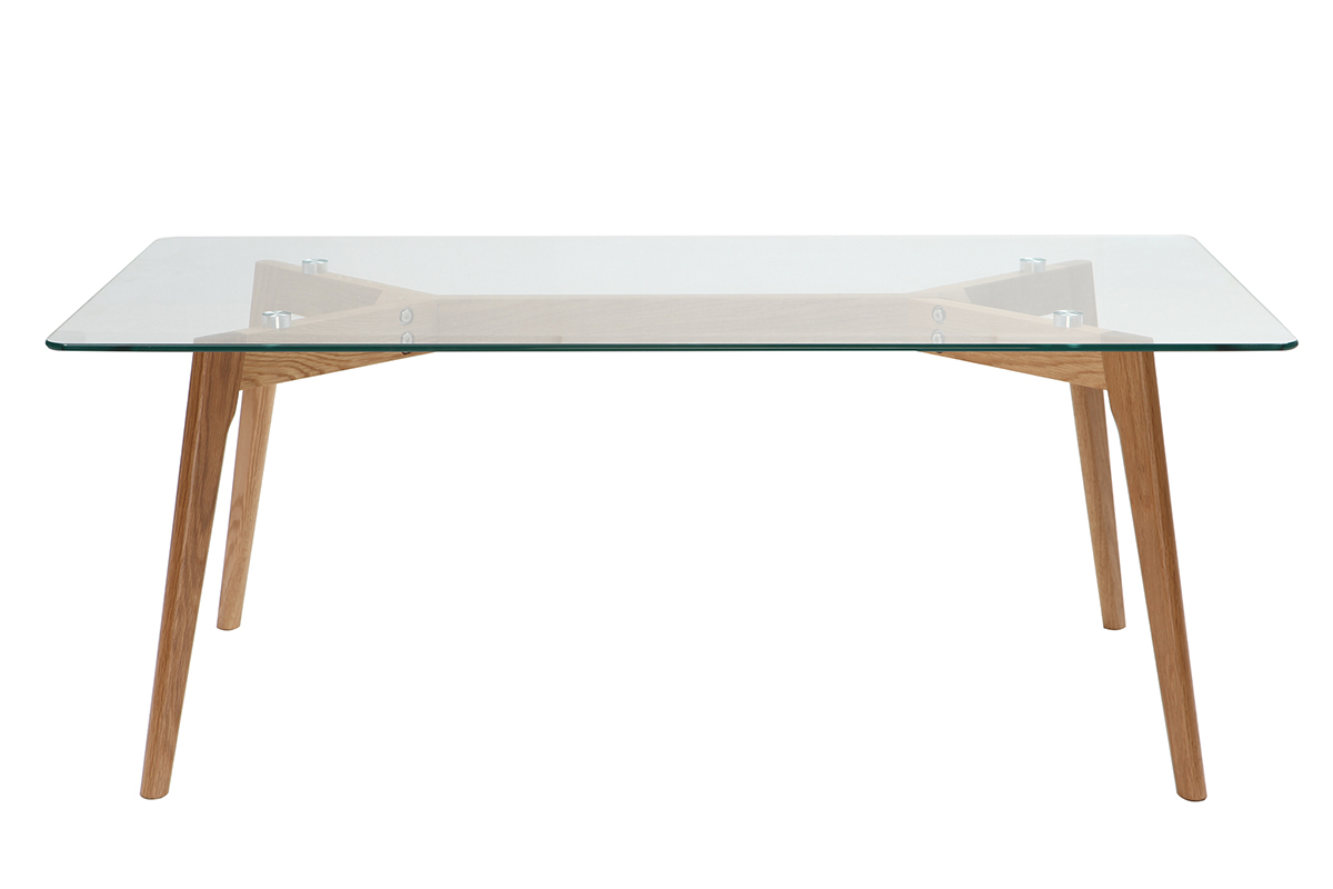 Tavolino design contemporaneo in vetro e quercia DAVOS