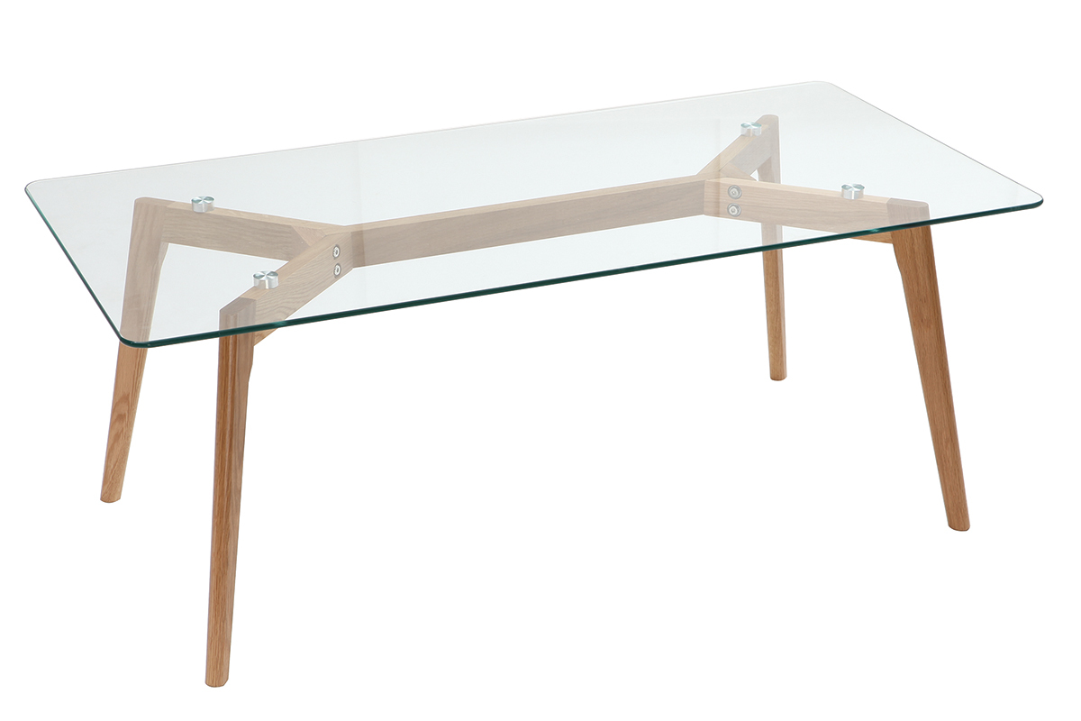 Tavolino design contemporaneo in vetro e quercia DAVOS