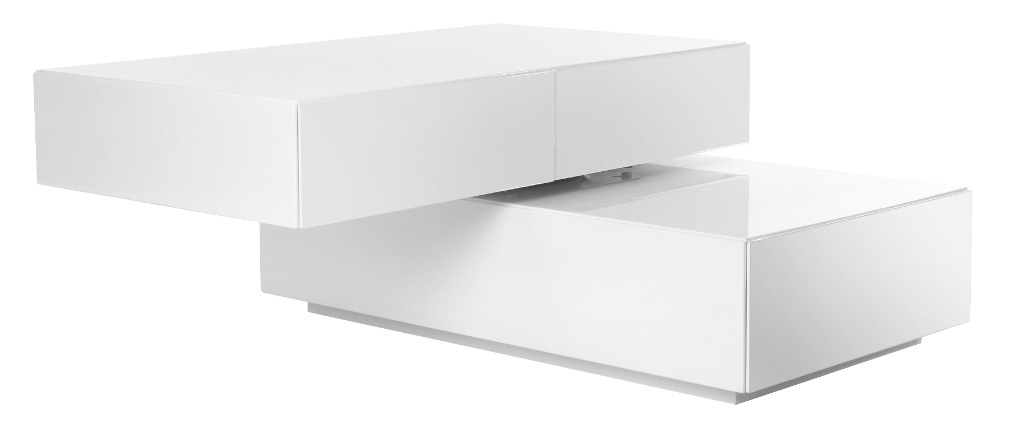 Tavolino design girevole 4 cassetti di colore bianco ELEA