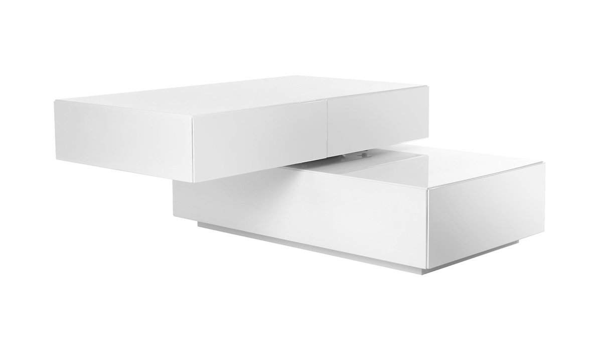 Tavolino design girevole 4 cassetti di colore bianco ELEA