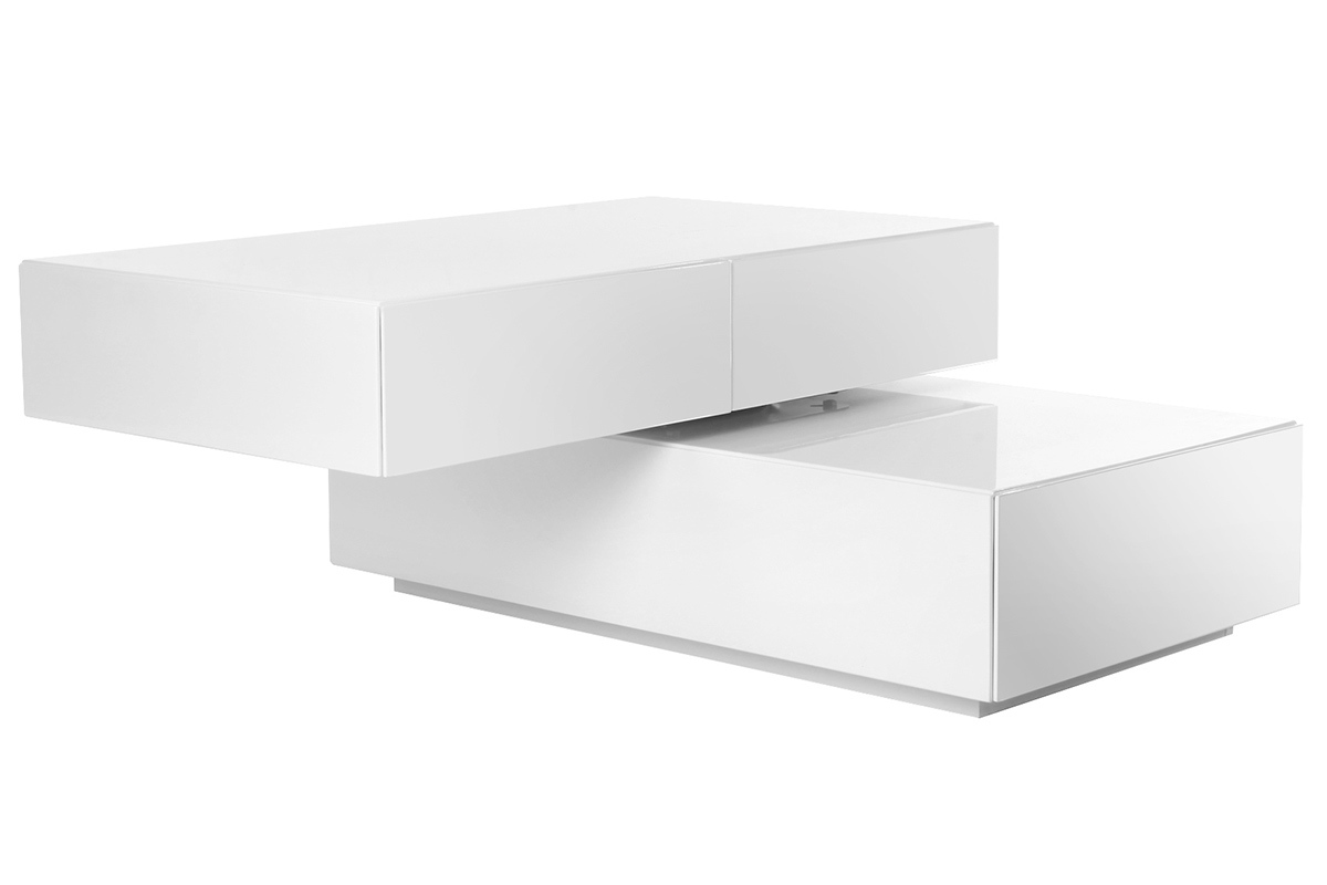 Tavolino design girevole 4 cassetti di colore bianco ELEA
