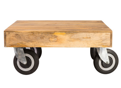 Tavolino design industriale quadrato con rotelle 80x80cm ATELIER