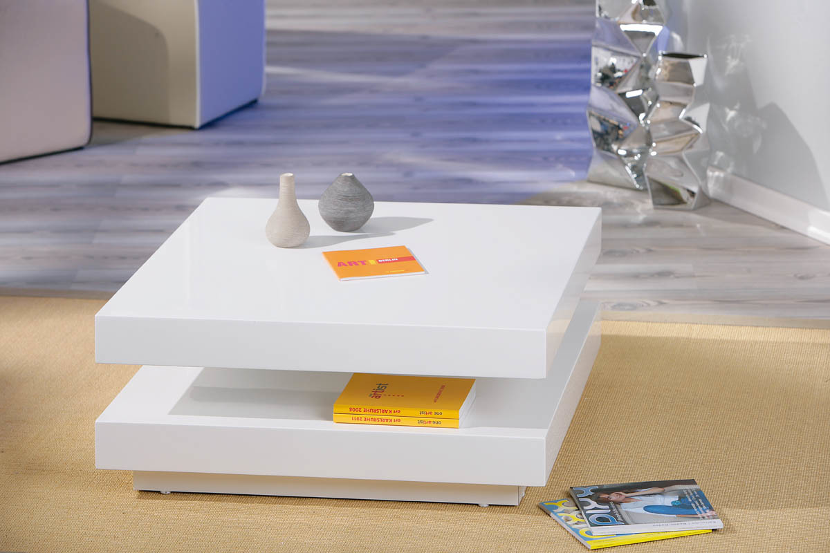 Tavolino design laccato bianco DARIA