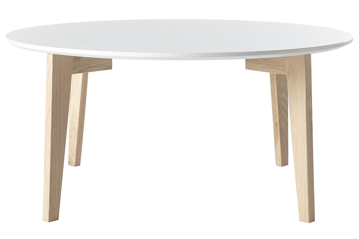 Tavolino design laccato bianco e legno naturale LARGO