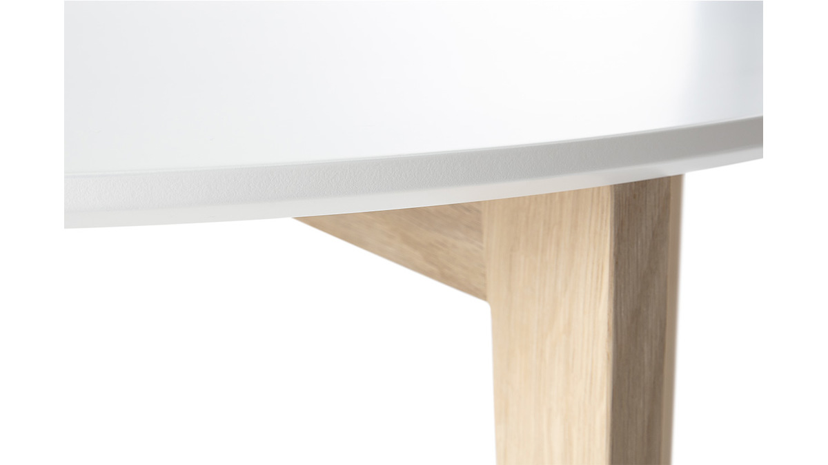 Tavolino design laccato bianco e legno naturale LARGO