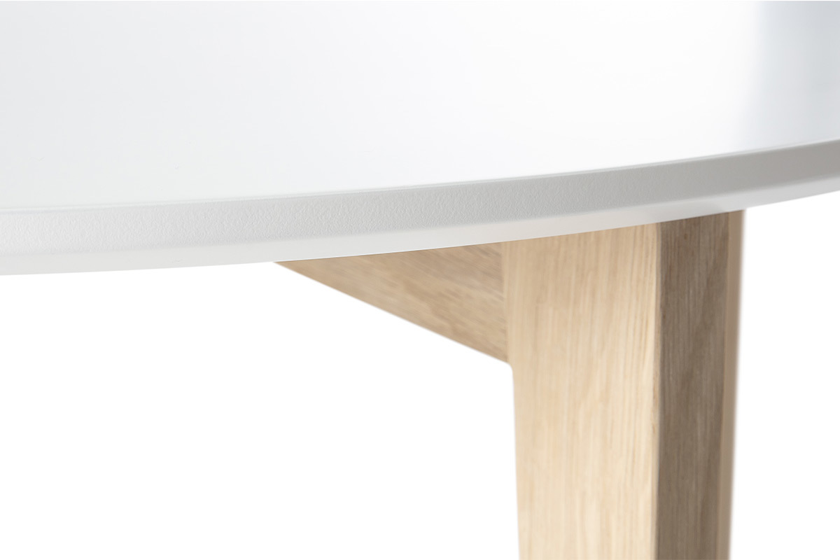 Tavolino design laccato bianco e legno naturale LARGO