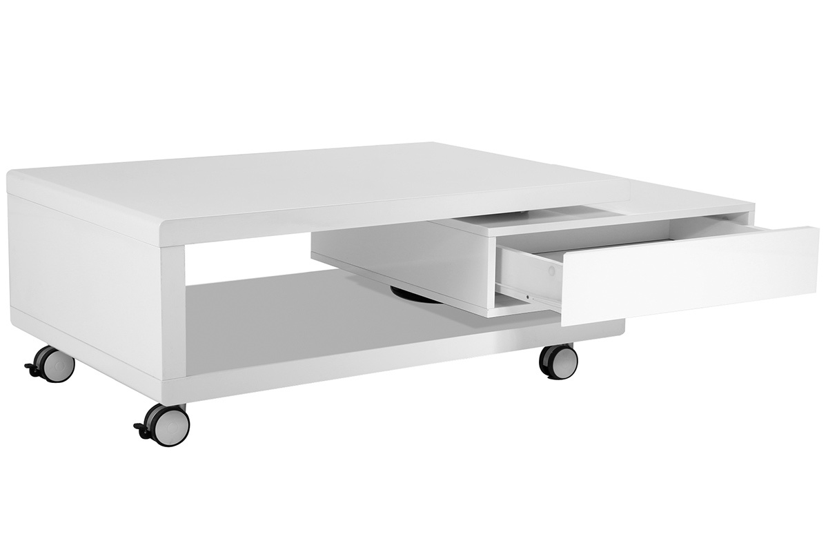 Tavolino design laccato bianco LIVO