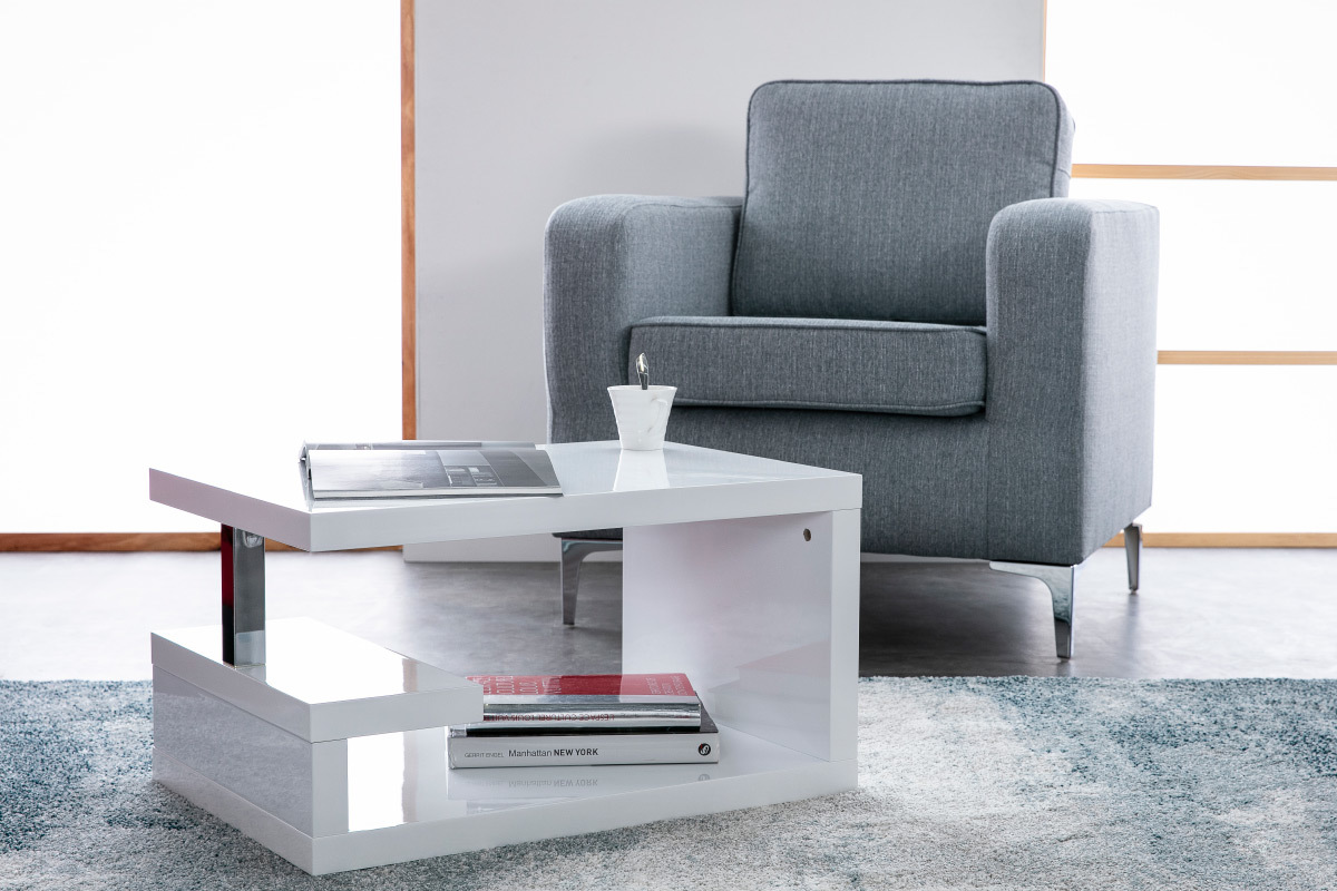 Tavolino design laccato bianco REX