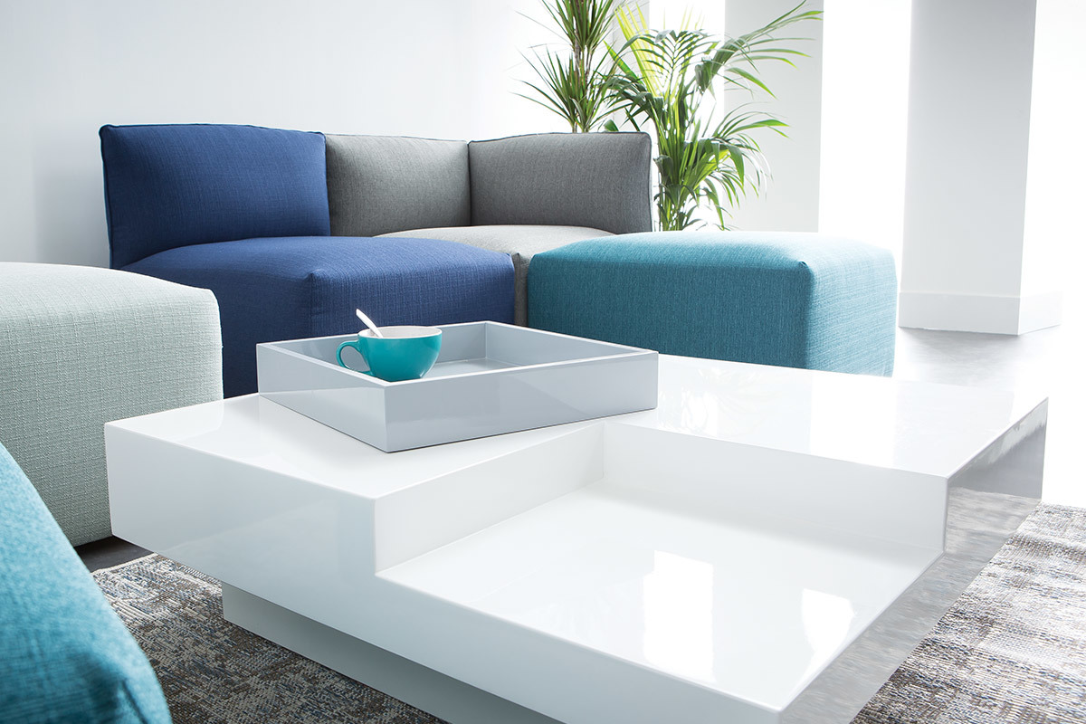 Tavolino design laccato bianco ripiano TEENA