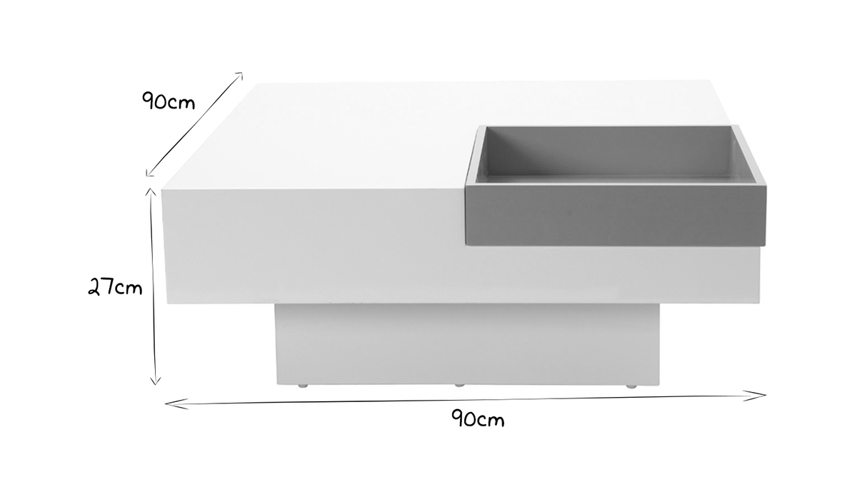 Tavolino design laccato bianco ripiano TEENA