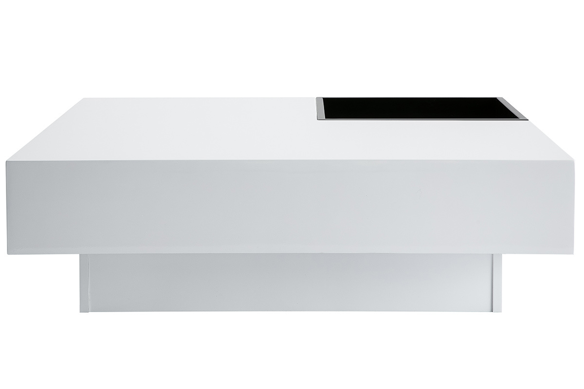 Tavolino design laccato bianco vassoio nero TEENA