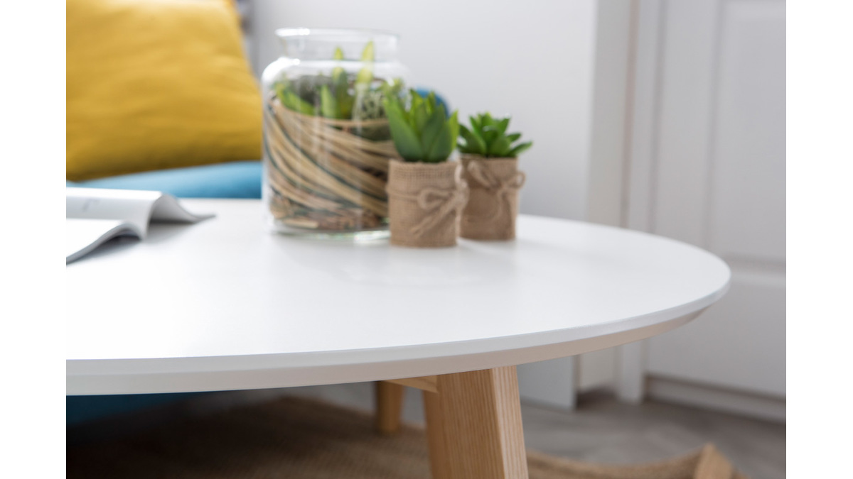Tavolino design rotondo 80 cm color bianco SARA