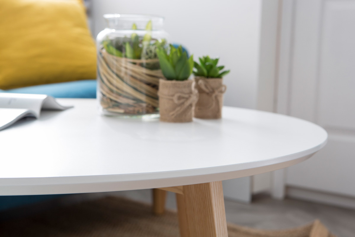Tavolino design rotondo 80 cm color bianco SARA