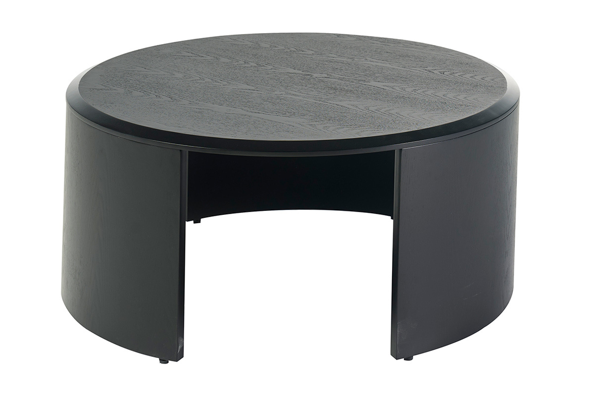 Tavolino design rotondo in legno nero D80 cm ZAHRA