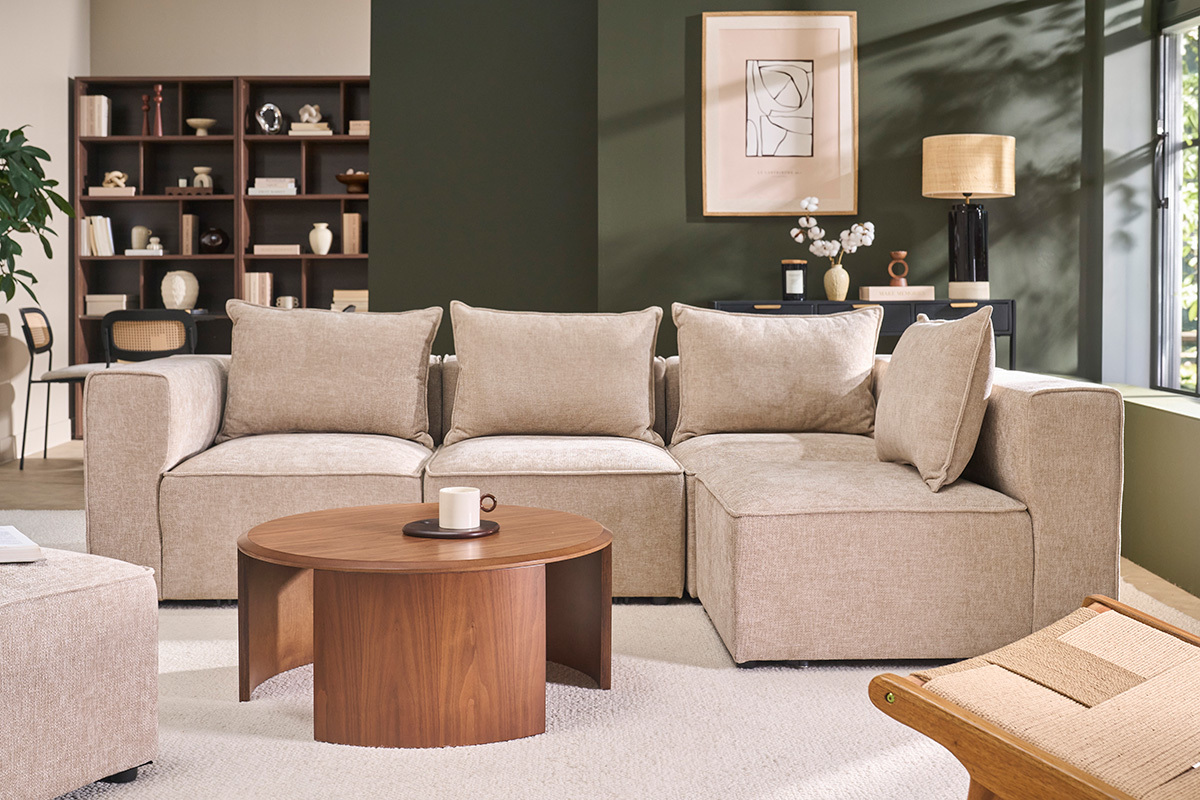 Tavolino design rotondo in legno nero D80 cm ZAHRA