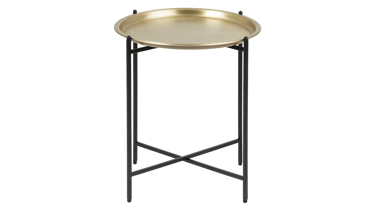 Tavolino design rotondo metallo dorato LUZ