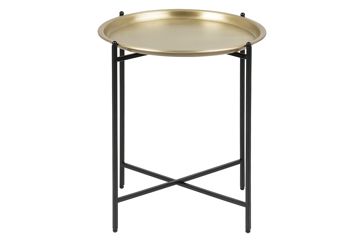 Tavolino design rotondo metallo dorato LUZ