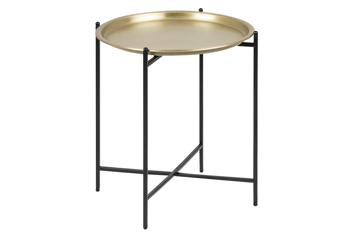 Tavolino design rotondo metallo dorato LUZ