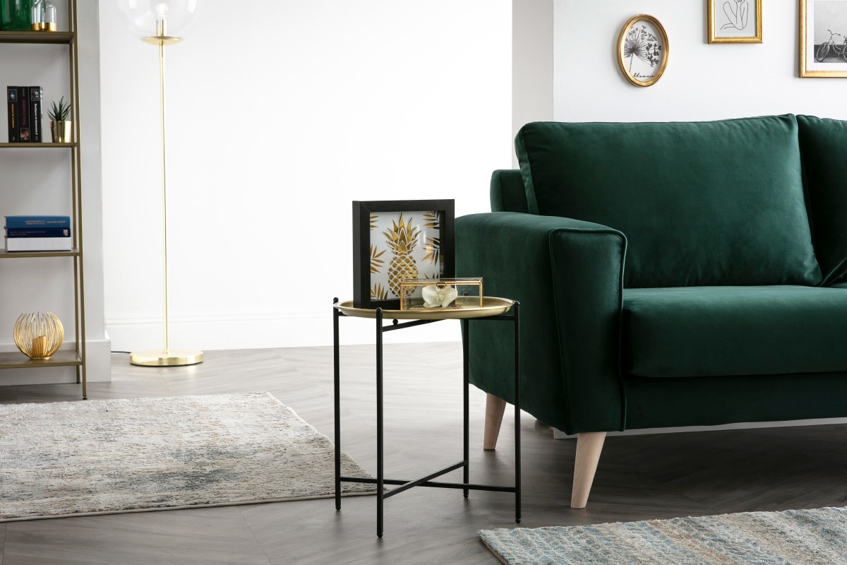 Tavolino design rotondo metallo dorato LUZ