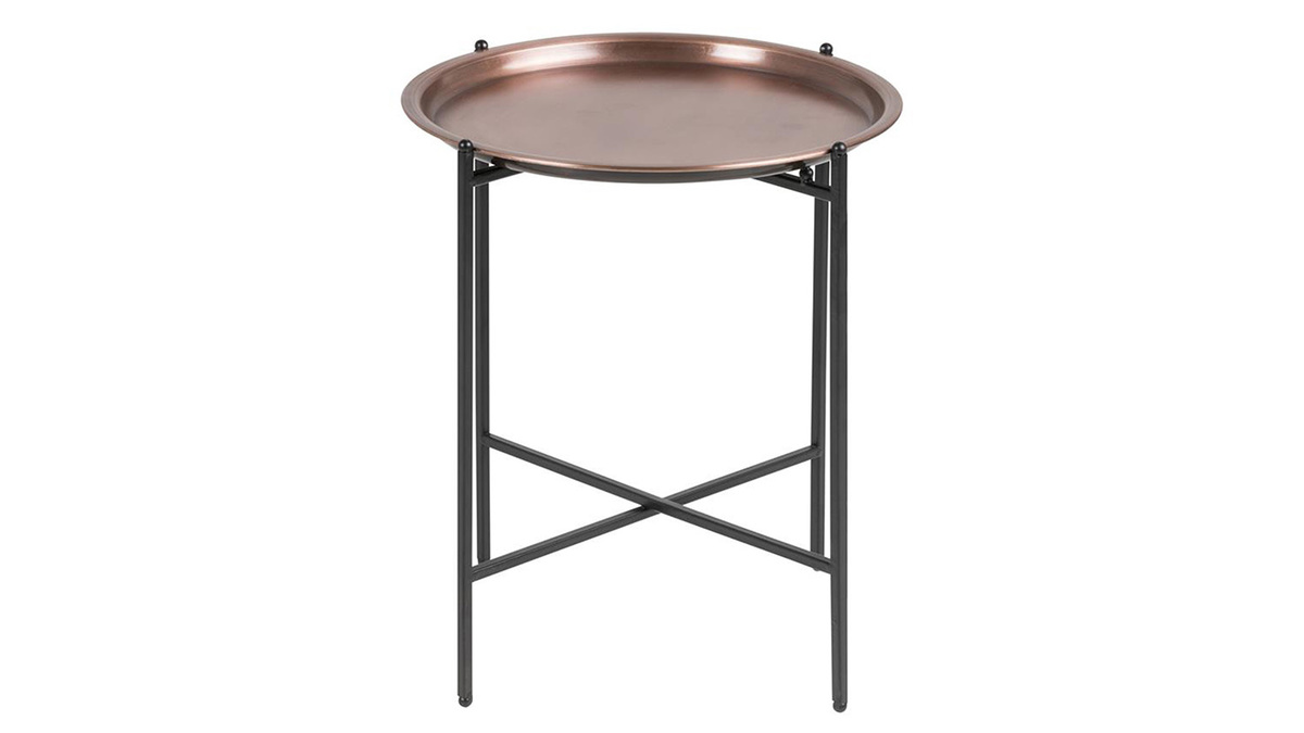 Tavolino design rotondo metallo ramato LUZ